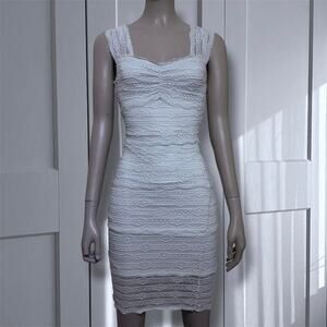 White floral lace bodycon mini